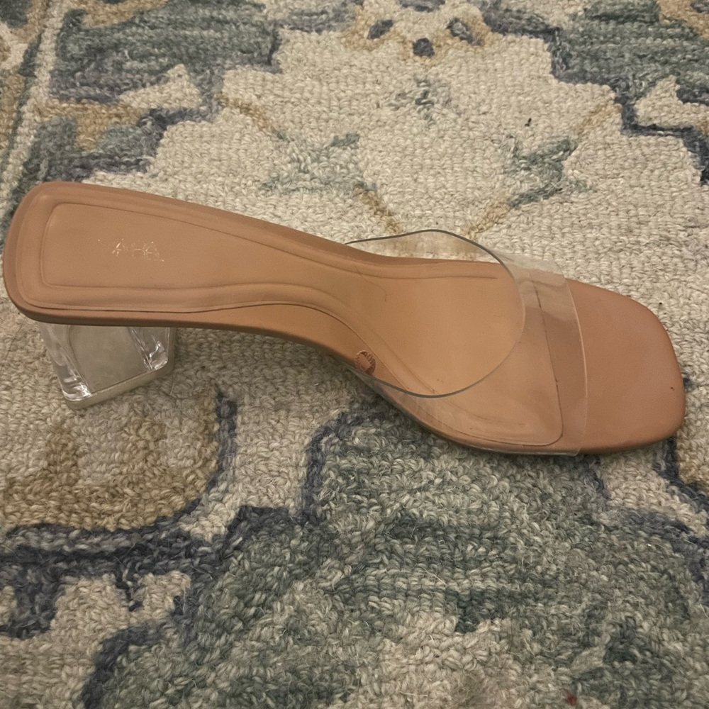 Zara mule sandal heels. Clear & tan. My absolute faves. Worn once